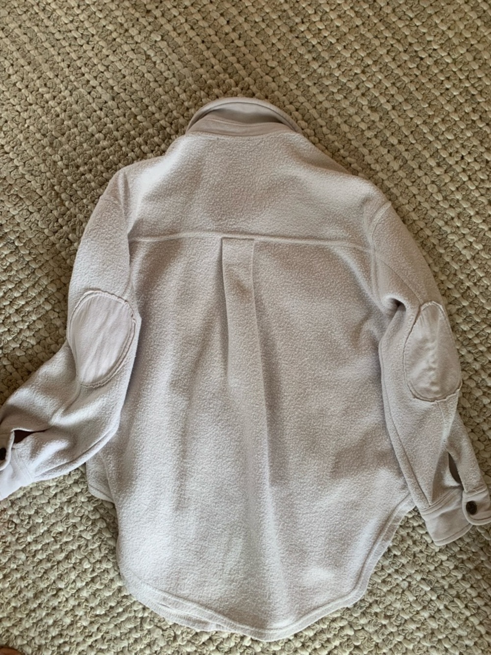 Light Beige Women's Fleece Shacket with Elbow Patches
